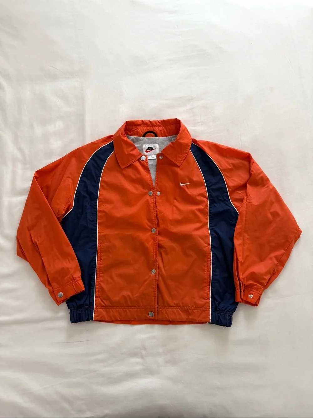 Vintage Nike Orange and Navy Boys Windbreaker Jacket